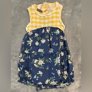 Ricrac & Rufffles Little Honey Bee Daisy Bubble Romper 24m/2T